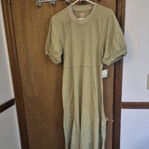 free people Green Puff Sleeve Maxi Dress